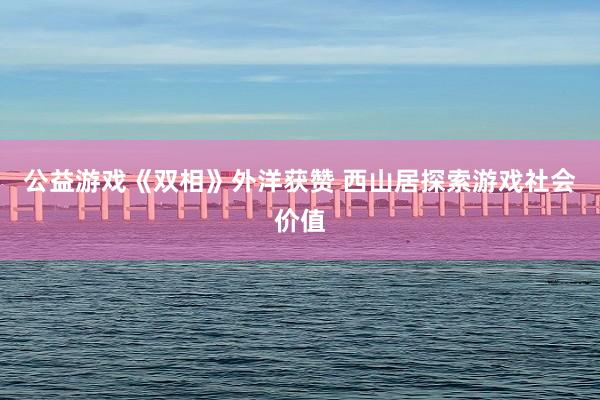 公益游戏《双相》外洋获赞 西山居探索游戏社会价值