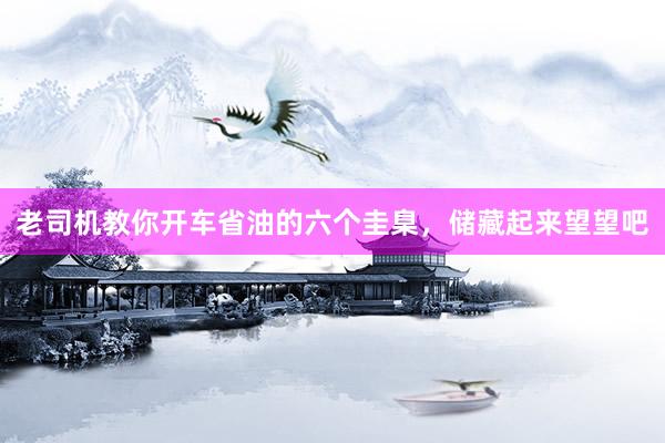 老司机教你开车省油的六个圭臬，储藏起来望望吧