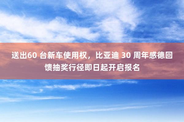 送出60 台新车使用权，比亚迪 30 周年感德回馈抽奖行径即日起开启报名