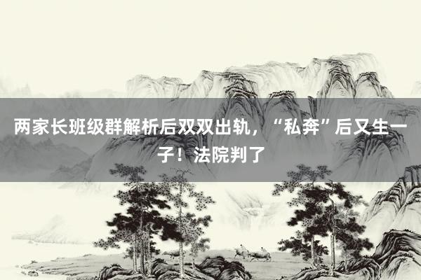 两家长班级群解析后双双出轨，“私奔”后又生一子！法院判了