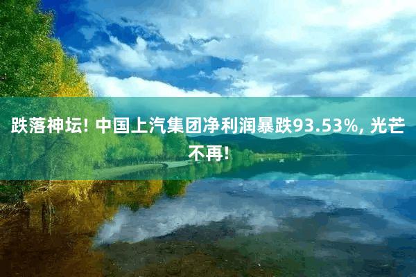跌落神坛! 中国上汽集团净利润暴跌93.53%, 光芒不再!