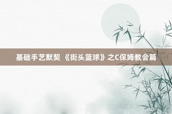 基础手艺默契 《街头篮球》之C保姆教会篇