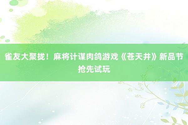雀友大聚拢！麻将计谋肉鸽游戏《苍天井》新品节抢先试玩